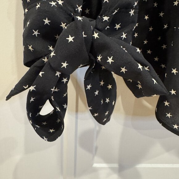 Madewell XL Black & White Star Blouse 100% Silk EUC - Picture 7 of 8